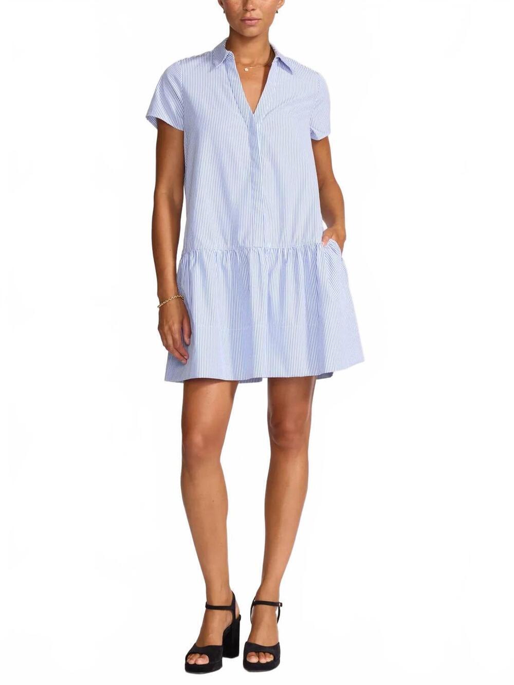 NEW BROCHU WALKER antibes mini dress in blue